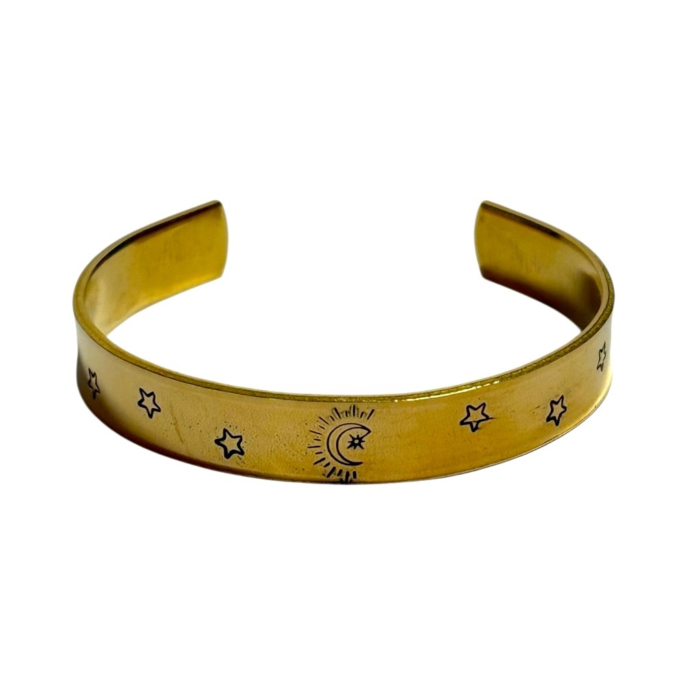Handmade gold boho celestial‎ adjustable hypoallergenic cuff Bracelet